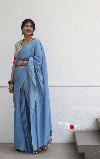 Soft Cotton Handloom Saree 'Calm Sea' : Summer Cotton Handloom Saree