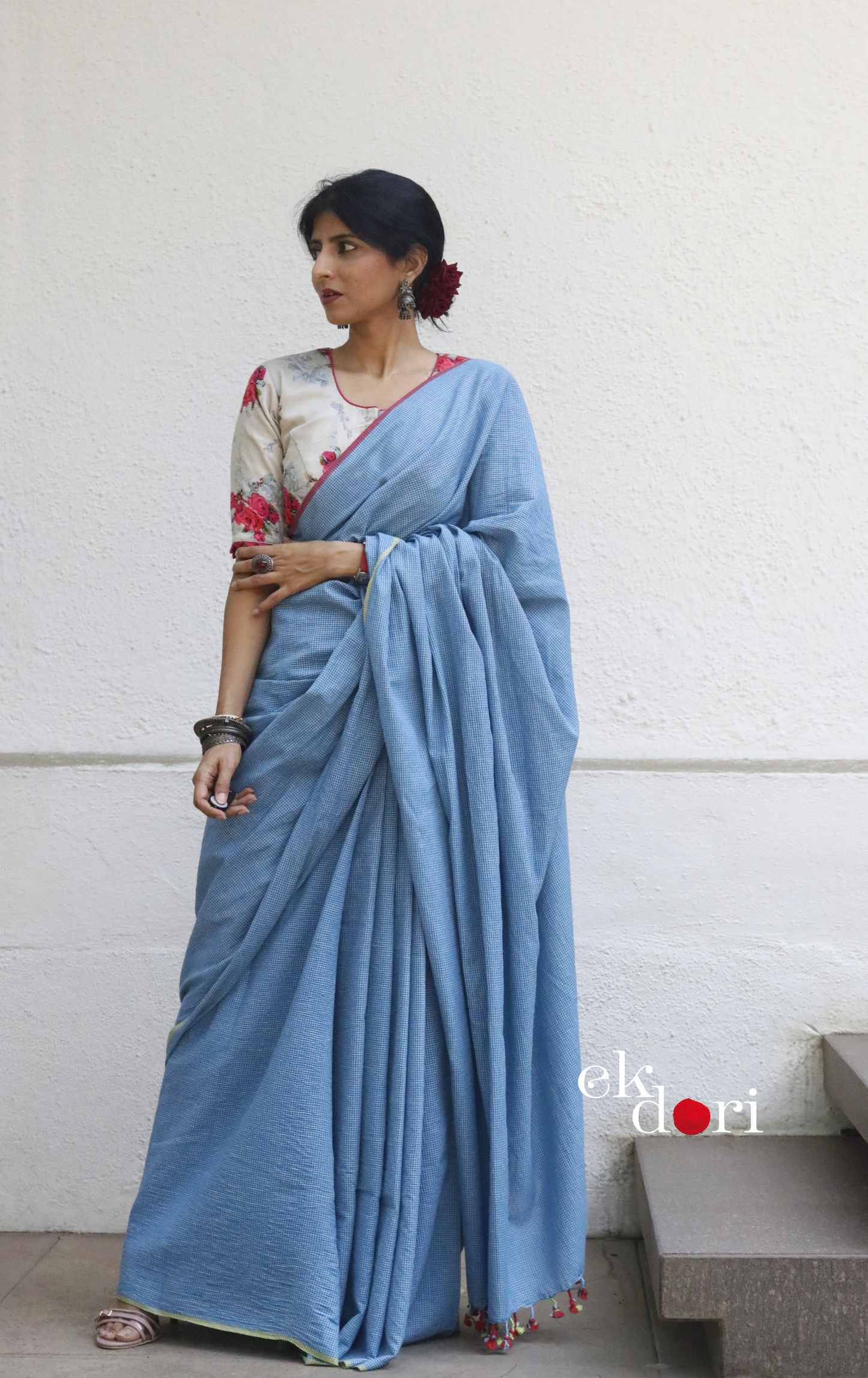 Soft Cotton Handloom Saree 'Calm Sea' : Summer Cotton Handloom Saree