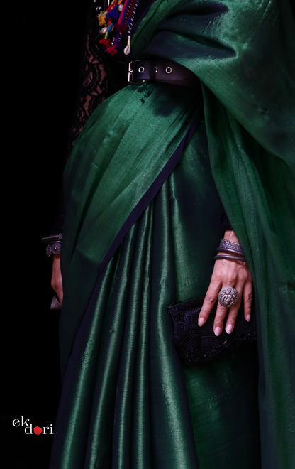 Buy Tissue Mul Cotton Metallic Pale Green Sari : 'Dense Forest' Tissue Mul Cotton Budget Festive Saree