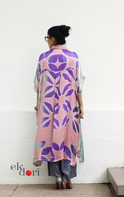 Clamp Dye Modal Kaftan Kurta Palazzo Co-ord Set | 'Kaleidoscope Dreams' | Ek Dori