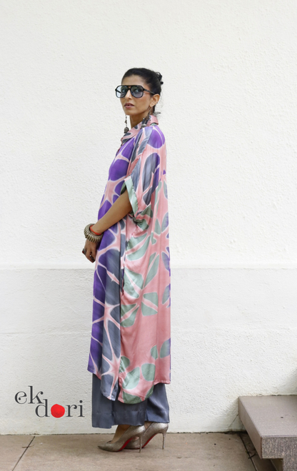 Clamp Dye Modal Kaftan Kurta Palazzo Co-ord Set | 'Kaleidoscope Dreams' | Ek Dori