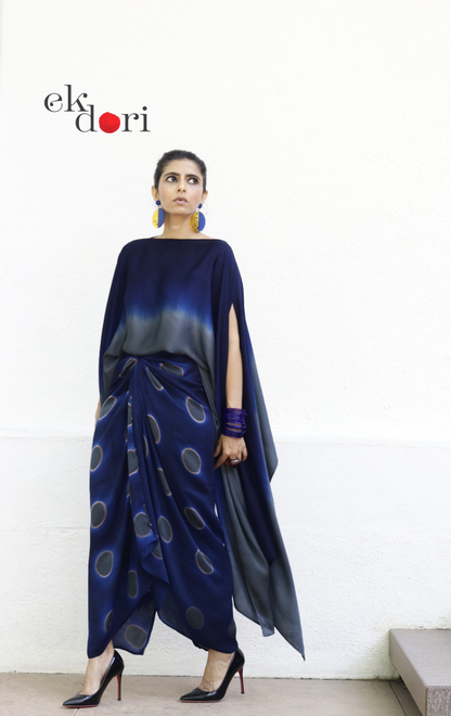 Clamp Dye Modal Co-ord Skirt Set 'Monsoon Sky' : 2 Piece Skirt Top Set