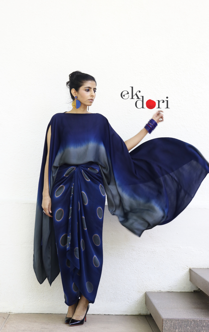Clamp Dye Modal Co-ord Skirt Set 'Monsoon Sky' : 2 Piece Skirt Top Set
