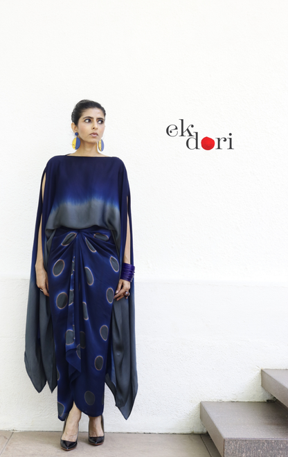 Clamp Dye Modal Co-ord Skirt Set 'Monsoon Sky' : 2 Piece Skirt Top Set