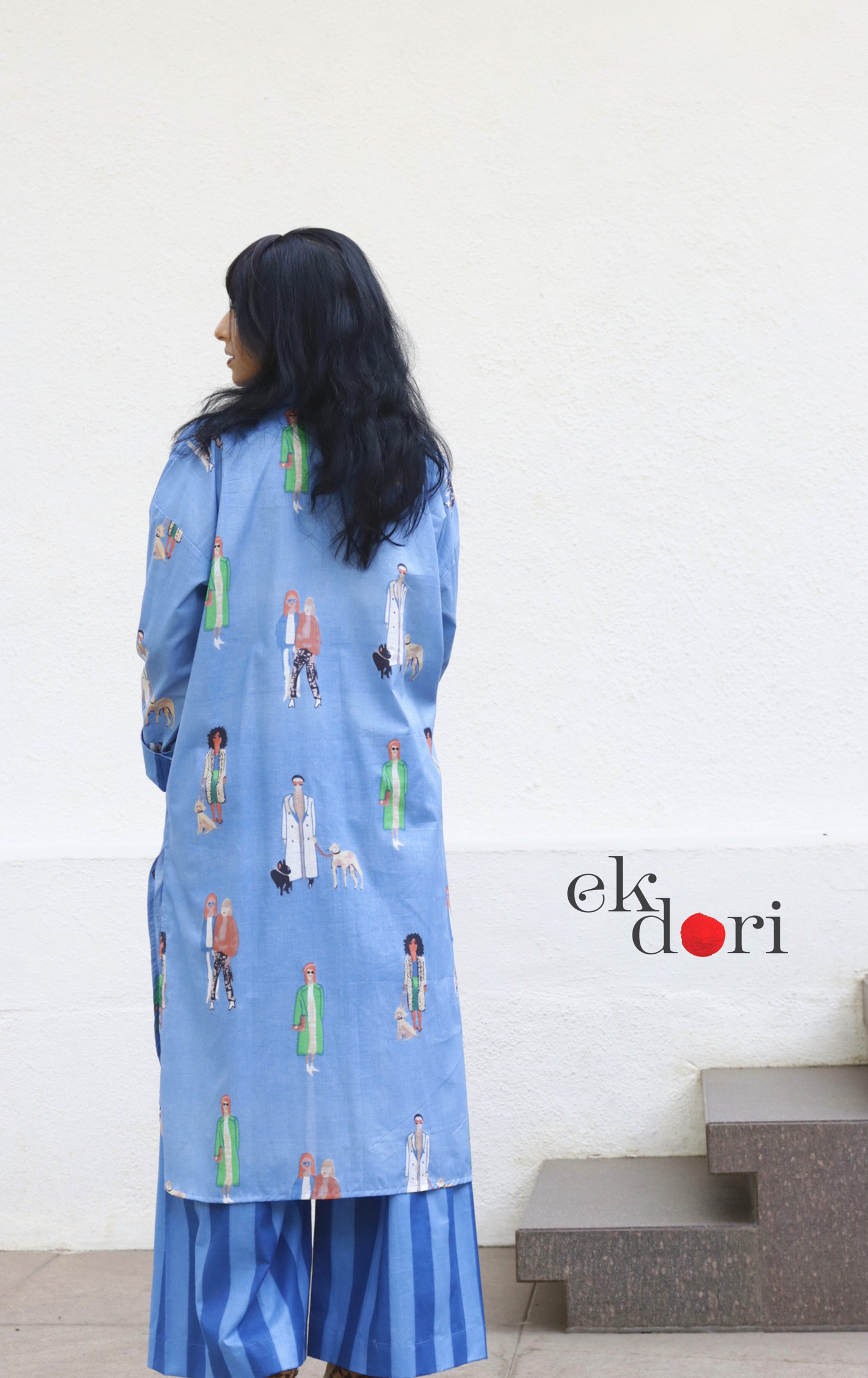 Cotton Kurta Co-Ord Set 'Beach Stroll' : Buy Palazzo Pant Kurta Cotton Co-ord Set In Quirky Fun Print