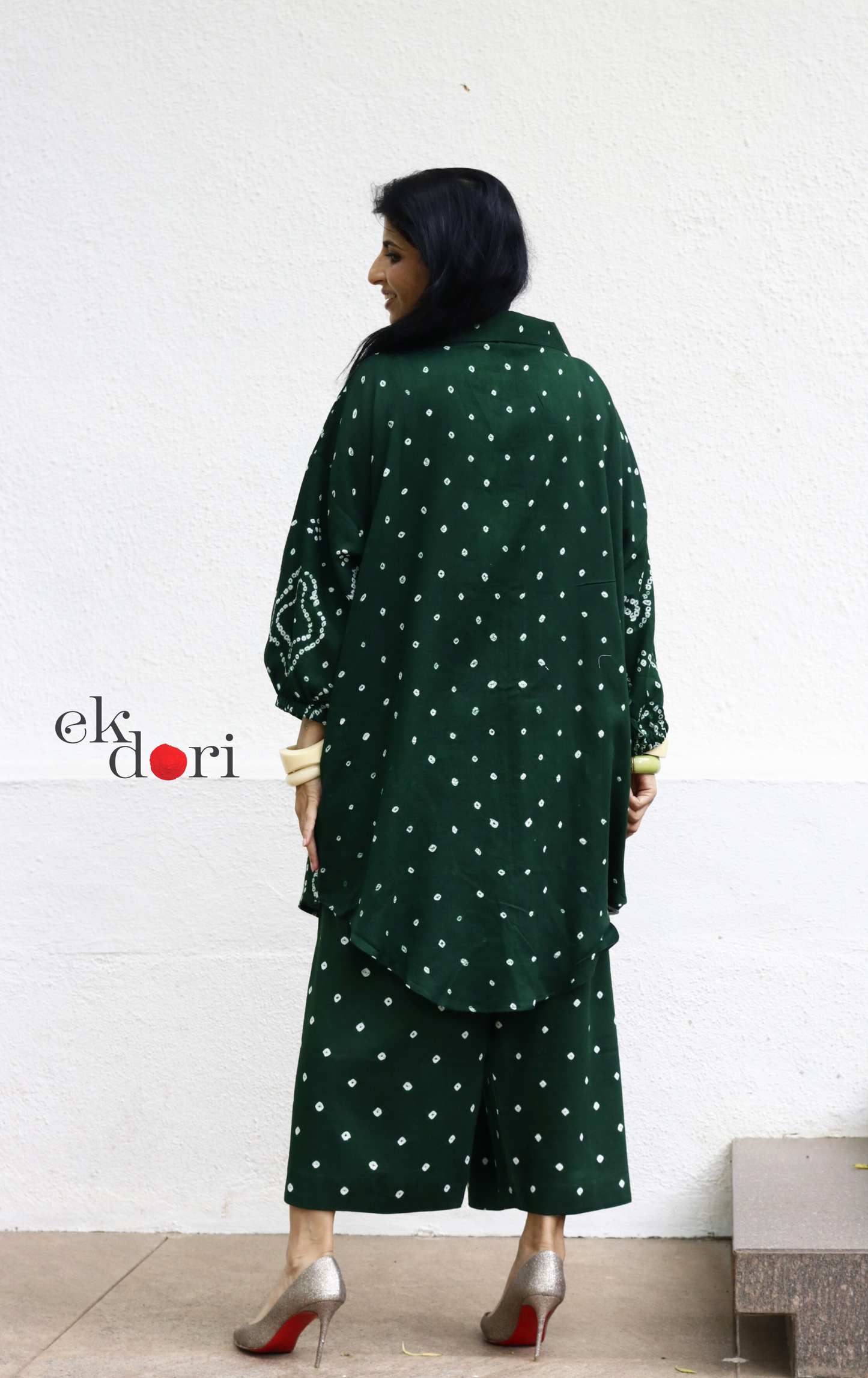Bandhani 'Rain Forest' Green Cotton Co-ord Set : Buy Kurta Palazzo Cotton Co-ord Set