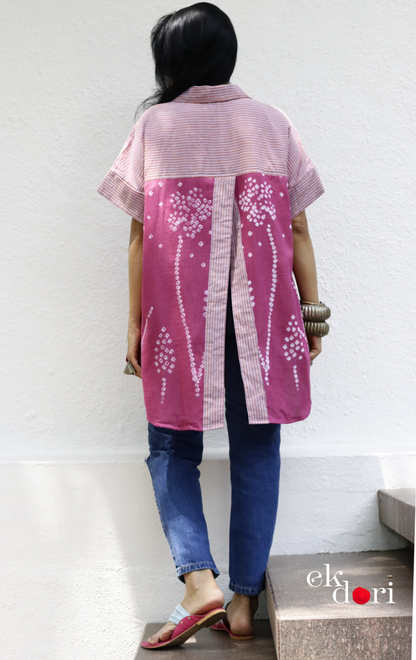 Bandhani 'Flower Garden' Cotton Shirt : Buy Bandhani Pink Purple Cotton Shirt