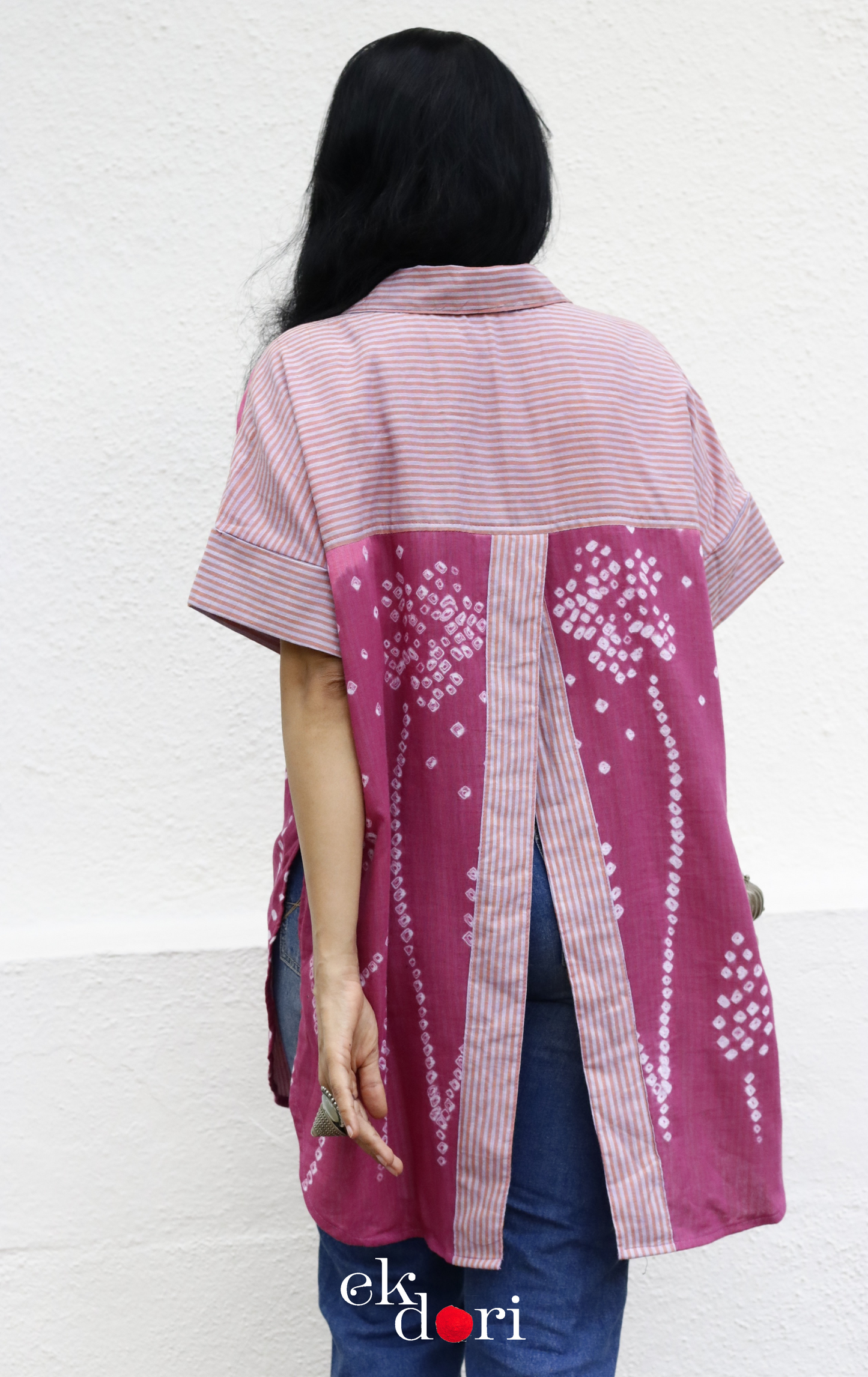 Bandhani 'Flower Garden' Cotton Shirt : Buy Bandhani Pink Purple Cotton Shirt