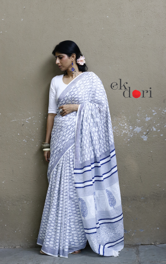 Buy Block Printed Cotton Designer Saree : 'Ink Stories' Block Print Cotton Work Wear Saree