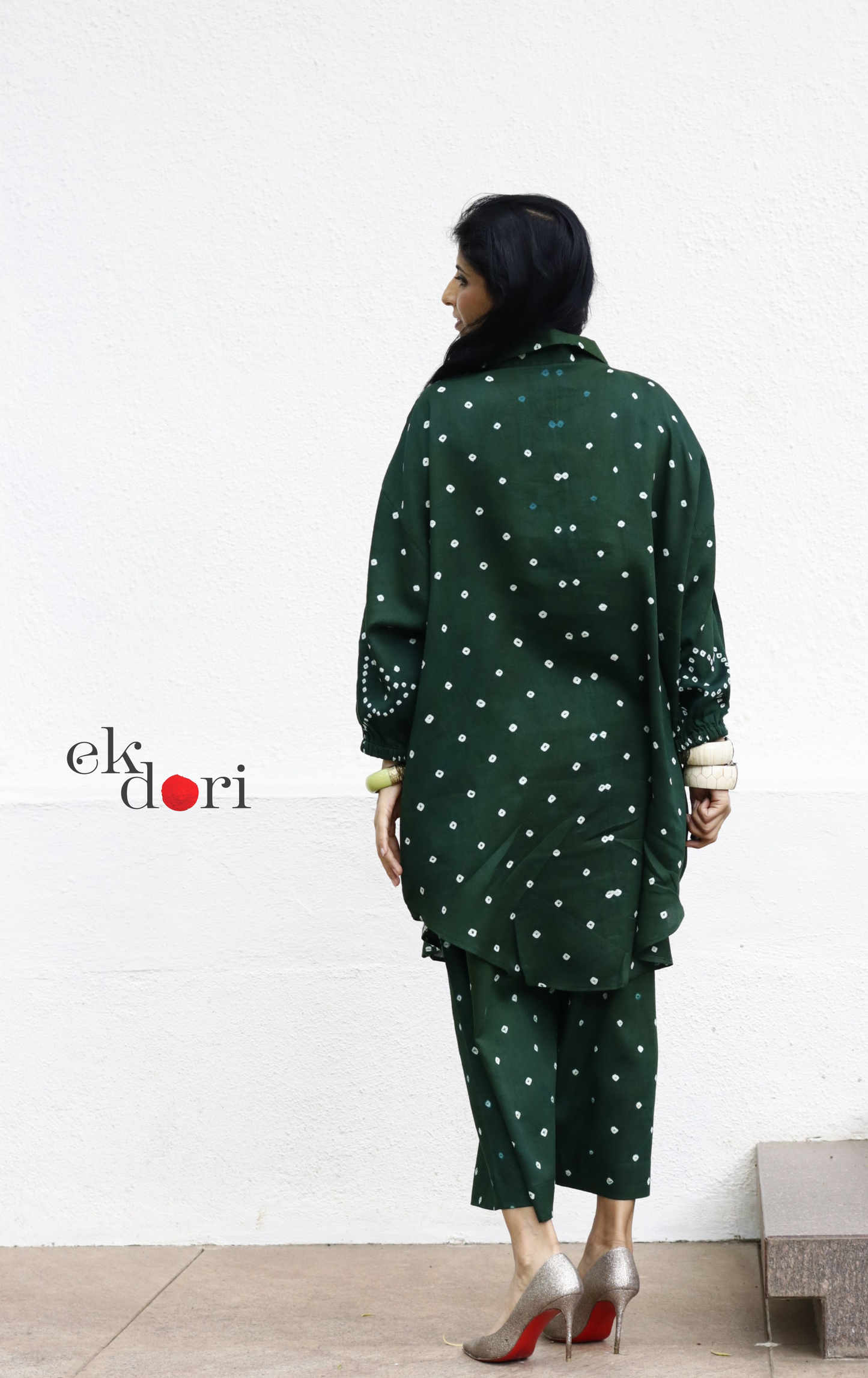Bandhani 'Bahaar' Green Cotton Co-ord Set : Buy Kurta Palazzo Cotton Co-ord Set