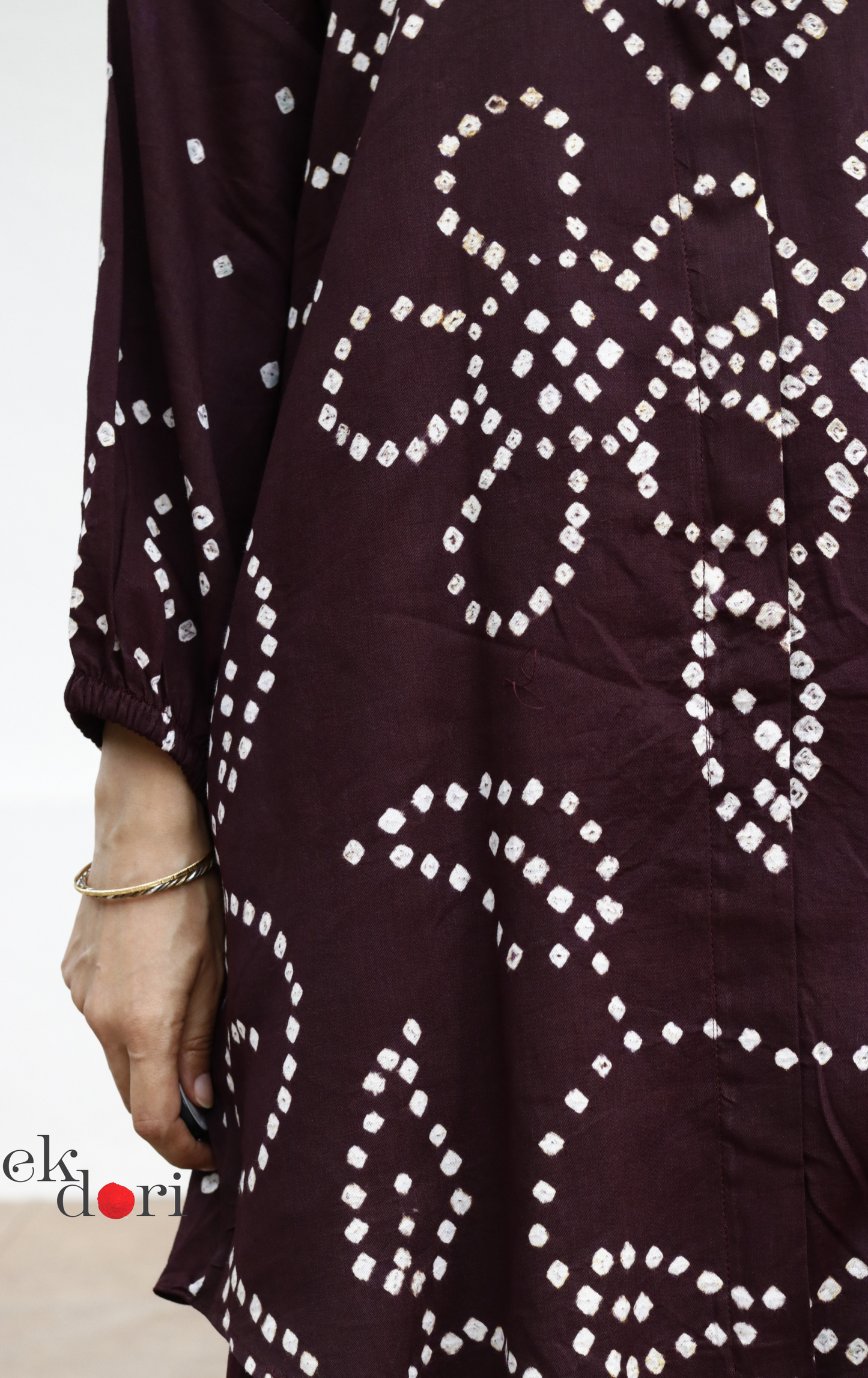 Bandhani 'Bahaar' Maroon Cotton Co-ord Set : Buy Kurta Palazzo Cotton Co-ord Set