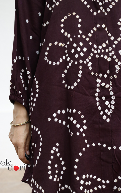 Bandhani 'Bahaar' Maroon Cotton Co-ord Set : Buy Kurta Palazzo Cotton Co-ord Set