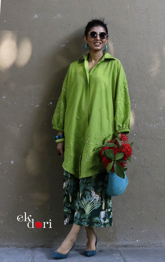 Cotton Kurta Co-Ord Set 'Night Safari' : Buy Palazzo Pant Kurta Cotton Co-ord Set In Bright Fun Print