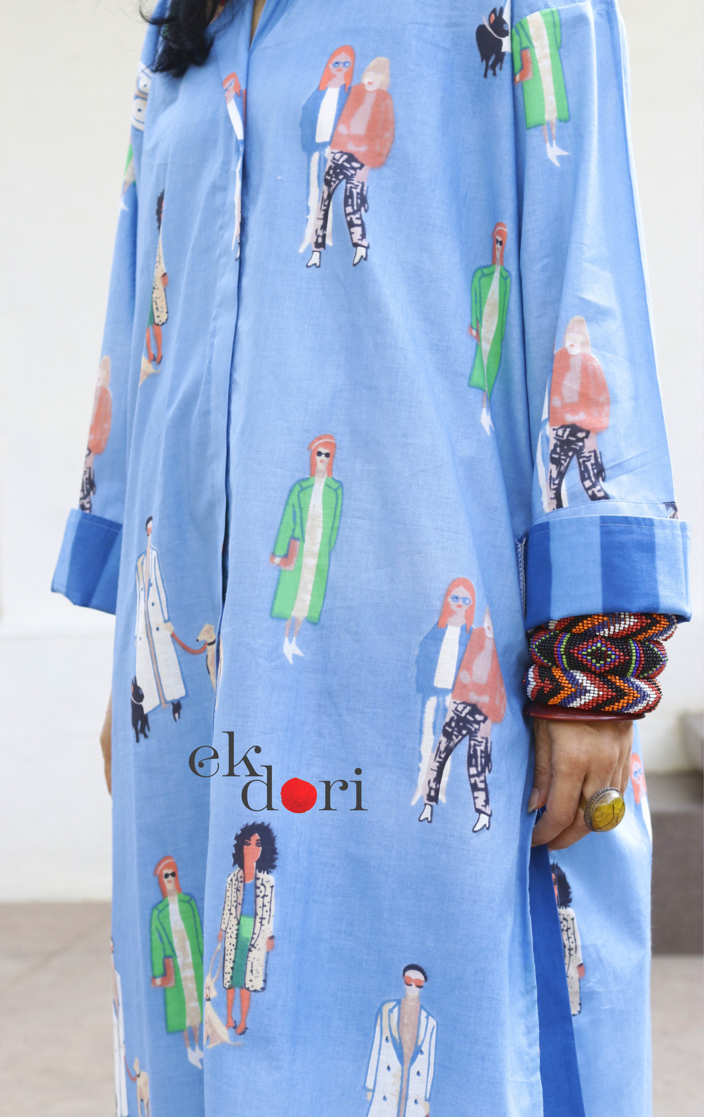 Cotton Kurta Co-Ord Set 'Beach Stroll' : Buy Palazzo Pant Kurta Cotton Co-ord Set In Quirky Fun Print