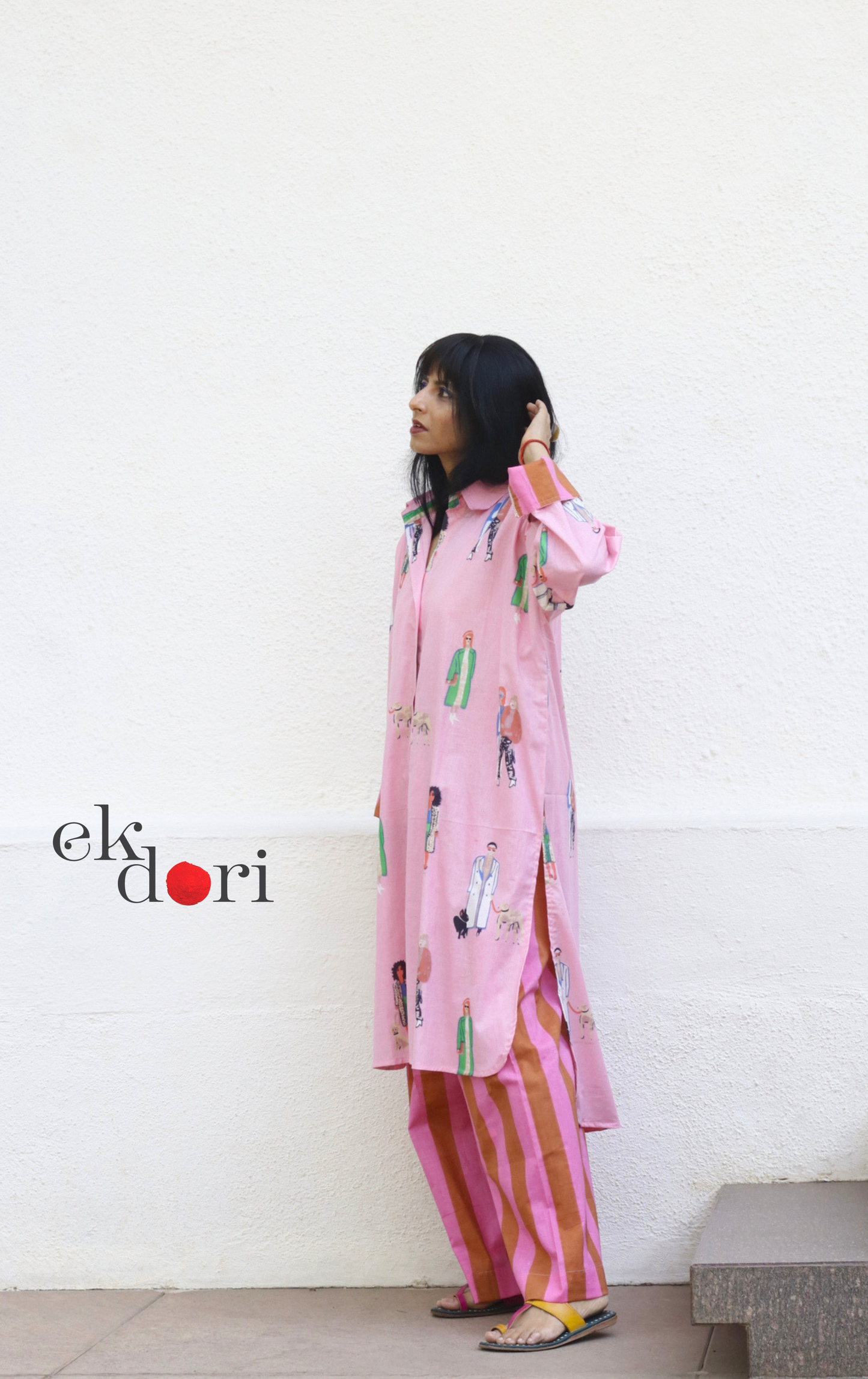 Cotton Kurta Co-Ord Set 'Garden Stroll' : Buy Palazzo Pant Kurta Cotton Co-ord Set In Quirky Fun Print
