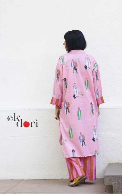 Cotton Kurta Co-Ord Set 'Garden Stroll' : Buy Palazzo Pant Kurta Cotton Co-ord Set In Quirky Fun Print