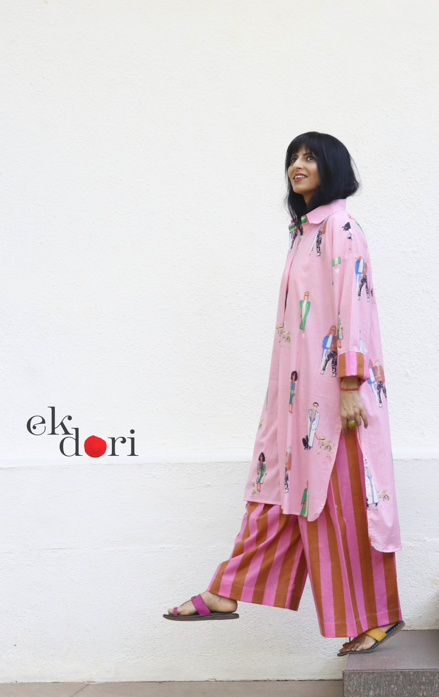 Cotton Kurta Co-Ord Set 'Garden Stroll' : Buy Palazzo Pant Kurta Cotton Co-ord Set In Quirky Fun Print