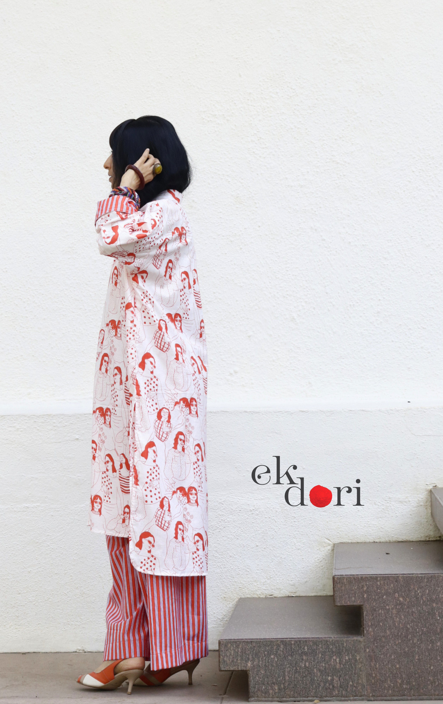 Cotton Kurta Co-Ord Set 'Sisterhood' : Buy Palazzo Pant Kurta Cotton Co-ord Set In Quirky Fun Print