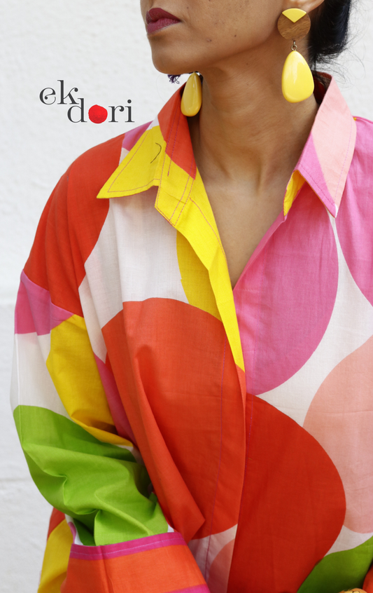 Cotton Kurta Co-Ord Set 'Bubbles' : Buy Palazzo Pant Kurta Cotton Summer Co-ord Set In Quirky Fun Print