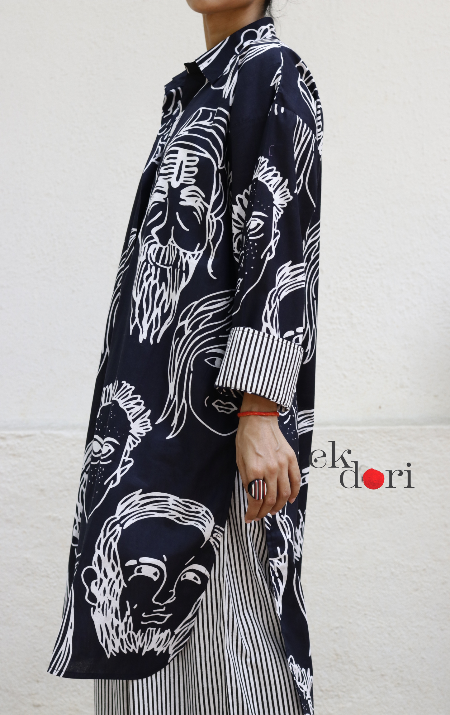 Cotton Kurta Co-Ord Set 'Portraits' : Buy Palazzo Pant Kurta Cotton Co-ord Set In Quirky Fun Print