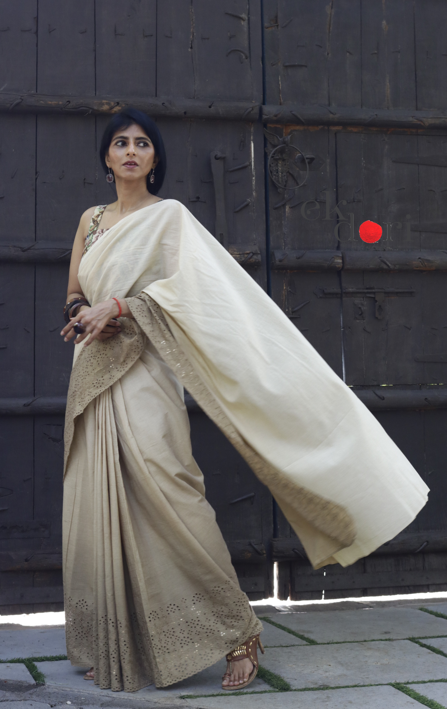 Ombre Cotton Saree 'Golden Hour' : Hakoba Border Earthy Minimal Cotton Saree | Modern Cotton Saree