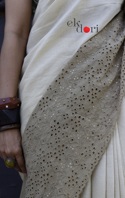 Cotton Statement Brown Shaded Saree :'Muddy Water' Soft Cotton Hakoba Shaded Saree : Summer Cotton Ombre Saree