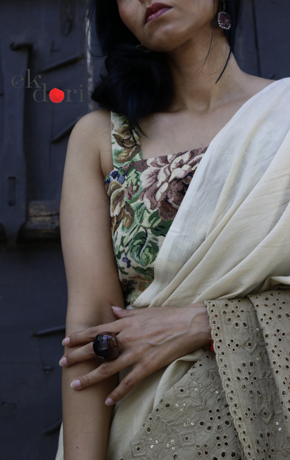 Ombre Cotton Saree 'Golden Hour' : Hakoba Border Earthy Minimal Cotton Saree | Modern Cotton Saree