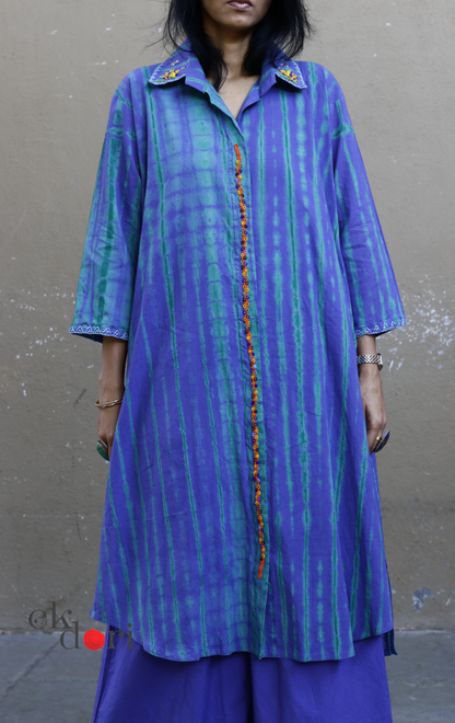 Tie-Dye Cotton Kurta Palazzo Co-ord Set in Green | 'Bee Garden in Storm' | Ek Dori