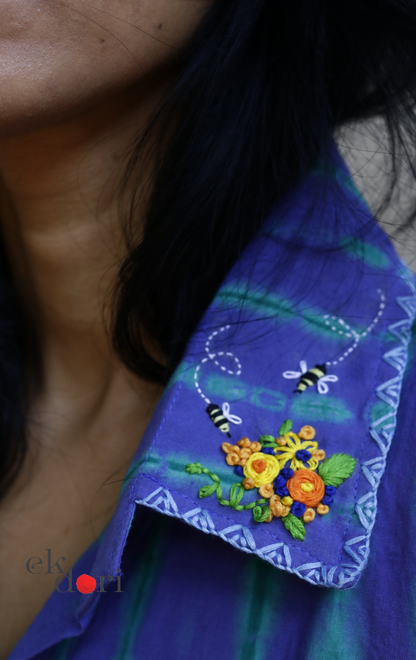 Tie-Dye Cotton Kurta Palazzo Co-ord Set in Green | 'Bee Garden in Storm' | Ek Dori