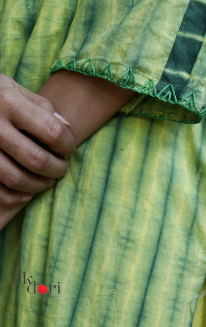 Tie-Dye Cotton Kurta Palazzo Co-ord Set in Green | 'Bee Garden in Bloom' | Ek Dori
