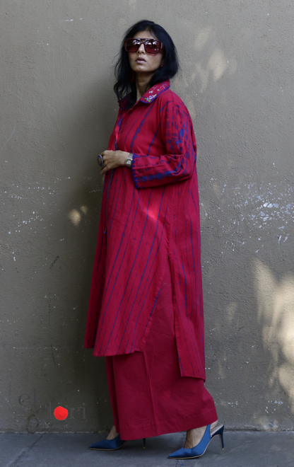 Tie-Dye Cotton Kurta Palazzo Co-ord Set with Hand Embroidery | 'Bee Garden' | Ek Dori