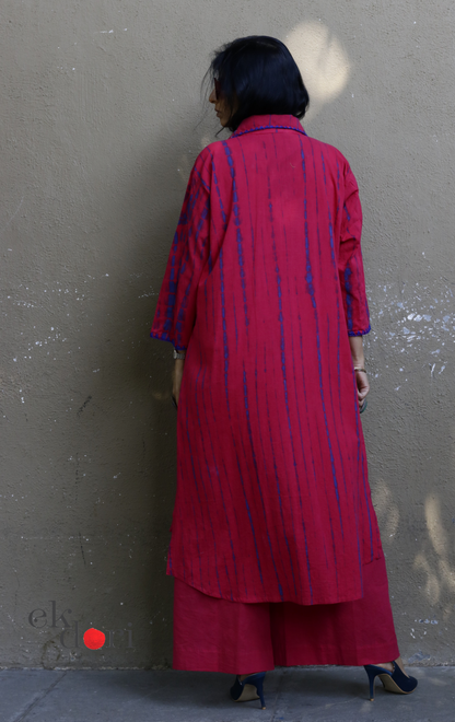Tie-Dye Cotton Kurta Palazzo Co-ord Set with Hand Embroidery | 'Bee Garden' | Ek Dori