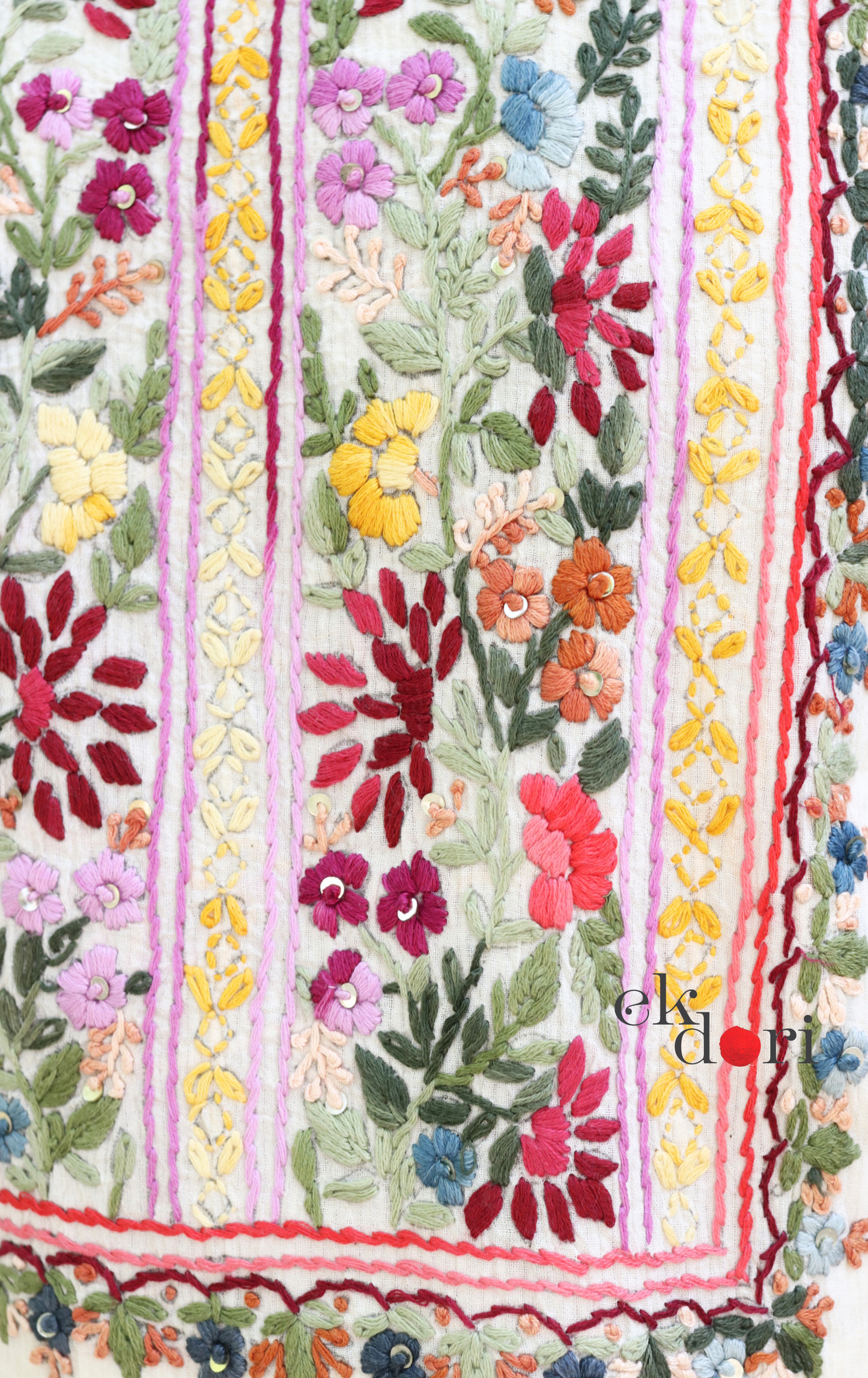 Cotton Embroidered Kurta Co-ord Set 'Pink Lily' : Buy Bullion Embroidery Cotton Co-ord Kurts Sets For Summer