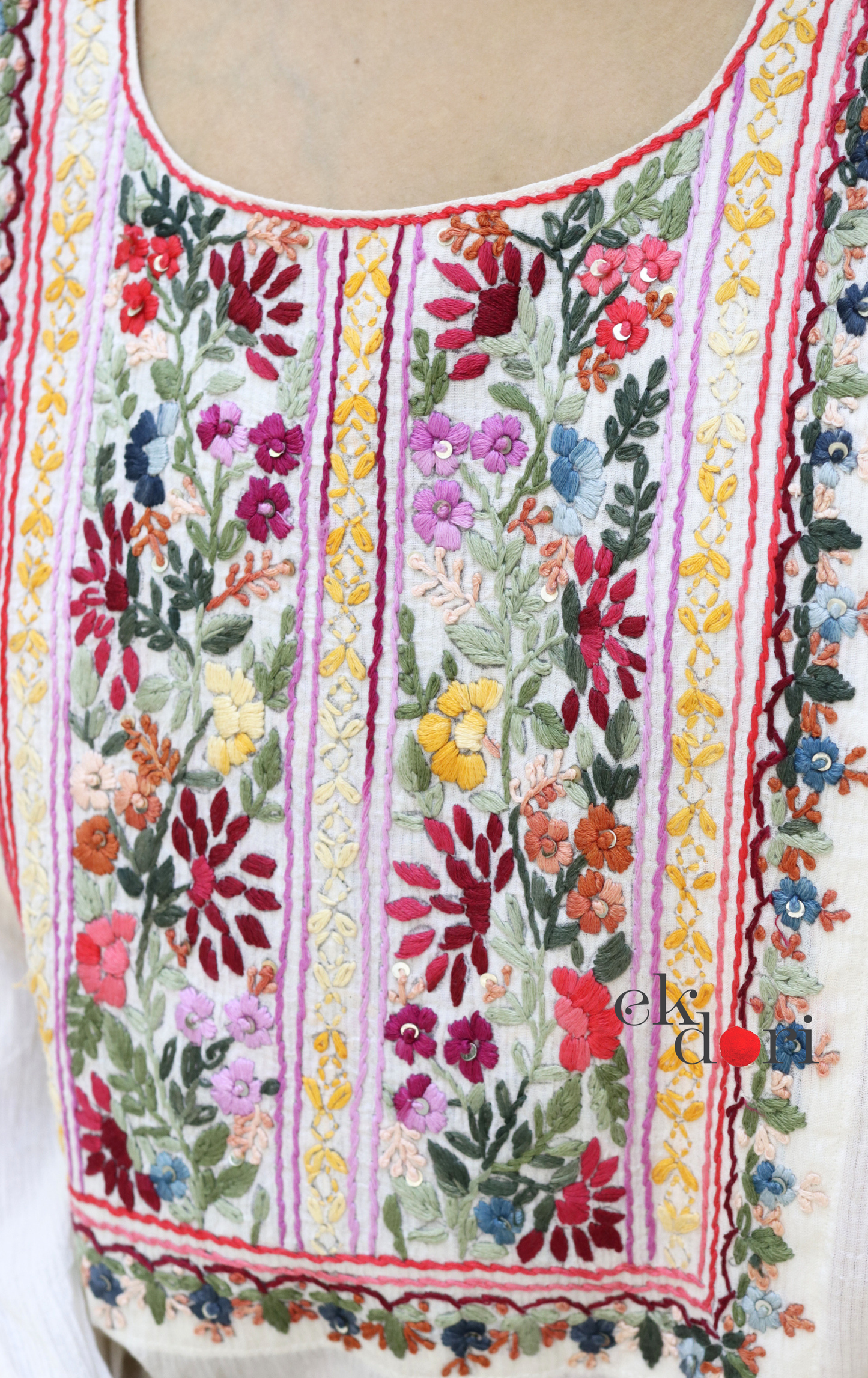 Cotton Embroidered Kurta Co-ord Set 'Pink Lily' : Buy Bullion Embroidery Cotton Co-ord Kurts Sets For Summer