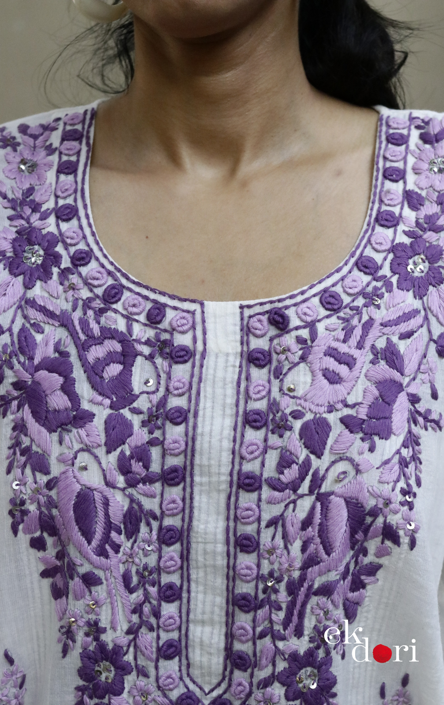 Cotton Embroidered Kurta Co-ord Set 'Purple Please' : Buy Bullion Embroidery Cotton Co-ord Kurts Sets For Summer