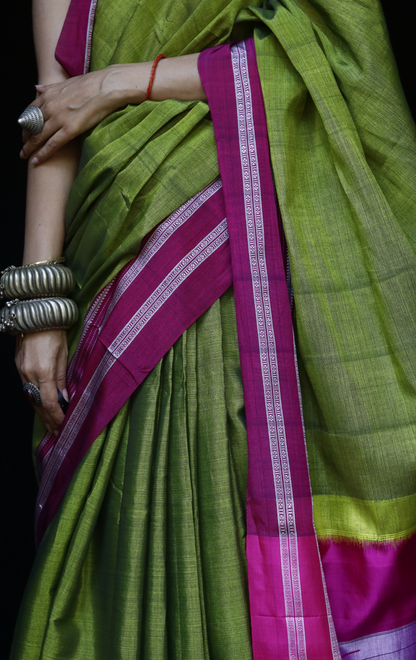 Buy Ilkal Rayon Silk Handloom Saree : Ilkal 'Humble Henna Saree'