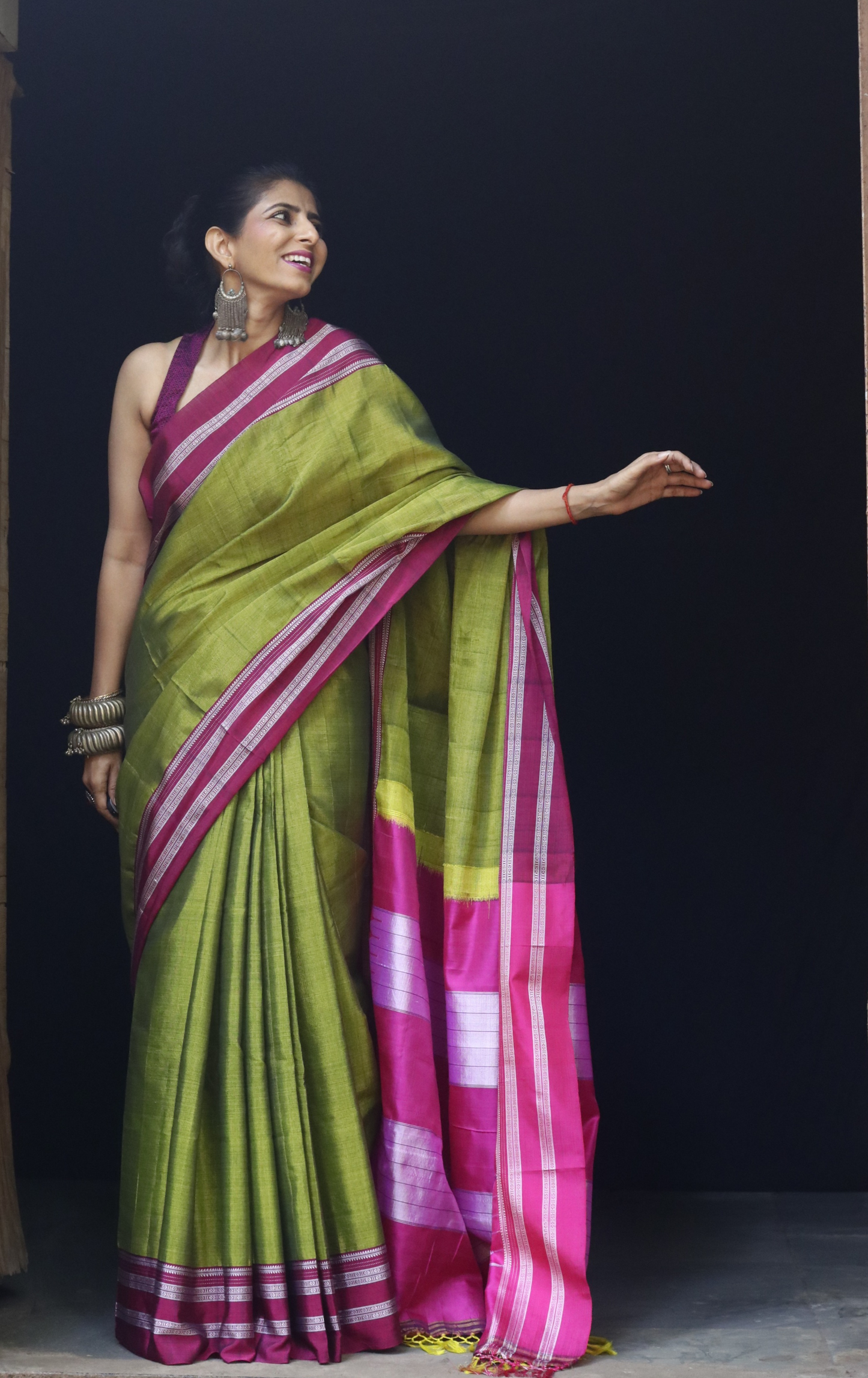 Buy Ilkal Rayon Silk Handloom Saree : Ilkal 'Humble Henna Saree'
