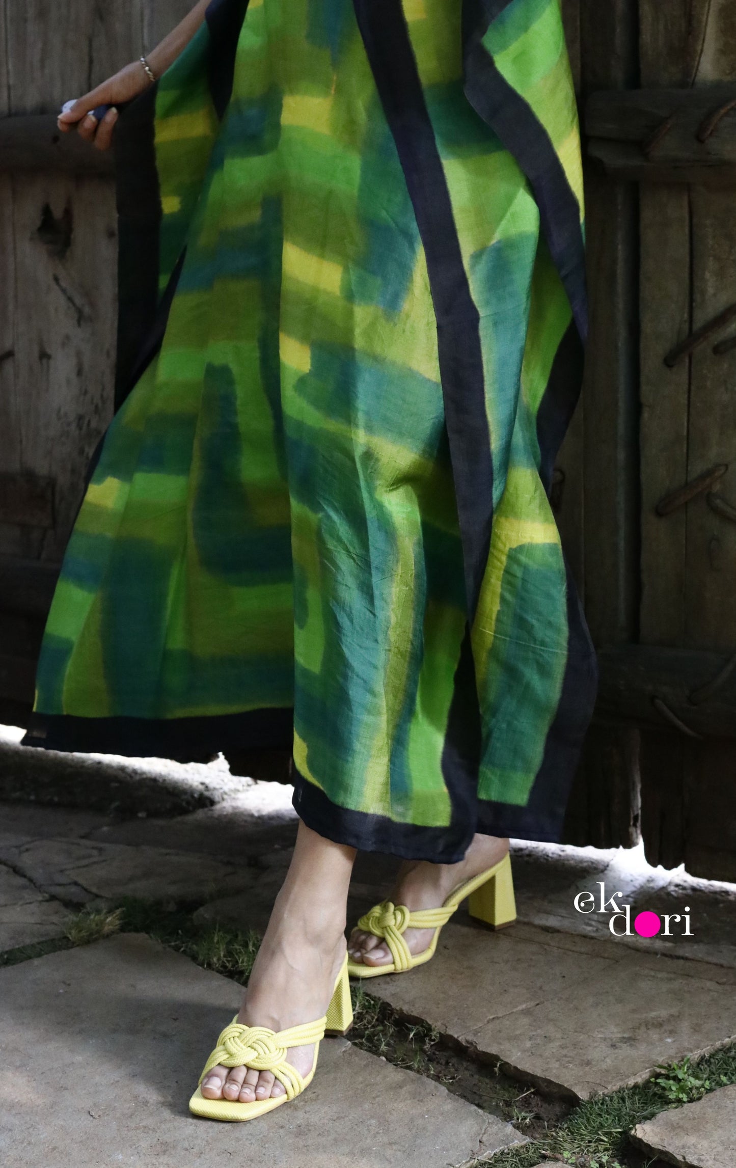 Lemon & Lime Silk Kaftan Dress : Pure Silk Statement Kaftan Dress