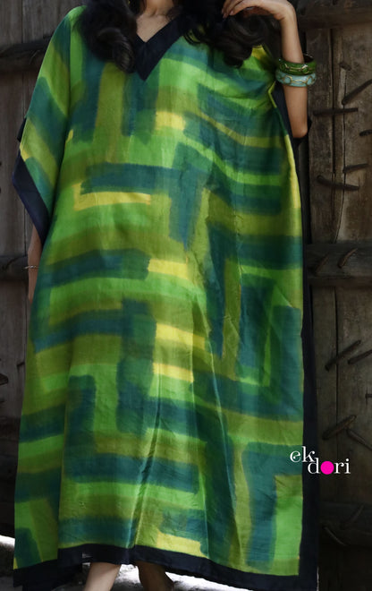 Lemon & Lime Silk Kaftan Dress : Pure Silk Statement Kaftan Dress