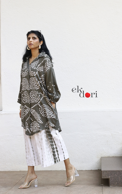 Bandhani Shibori 'Barsaat Bela' Cotton Co-ord Set : Buy Kurta Palazzo Cotton Co-ord Set Cotton Bandhani Set