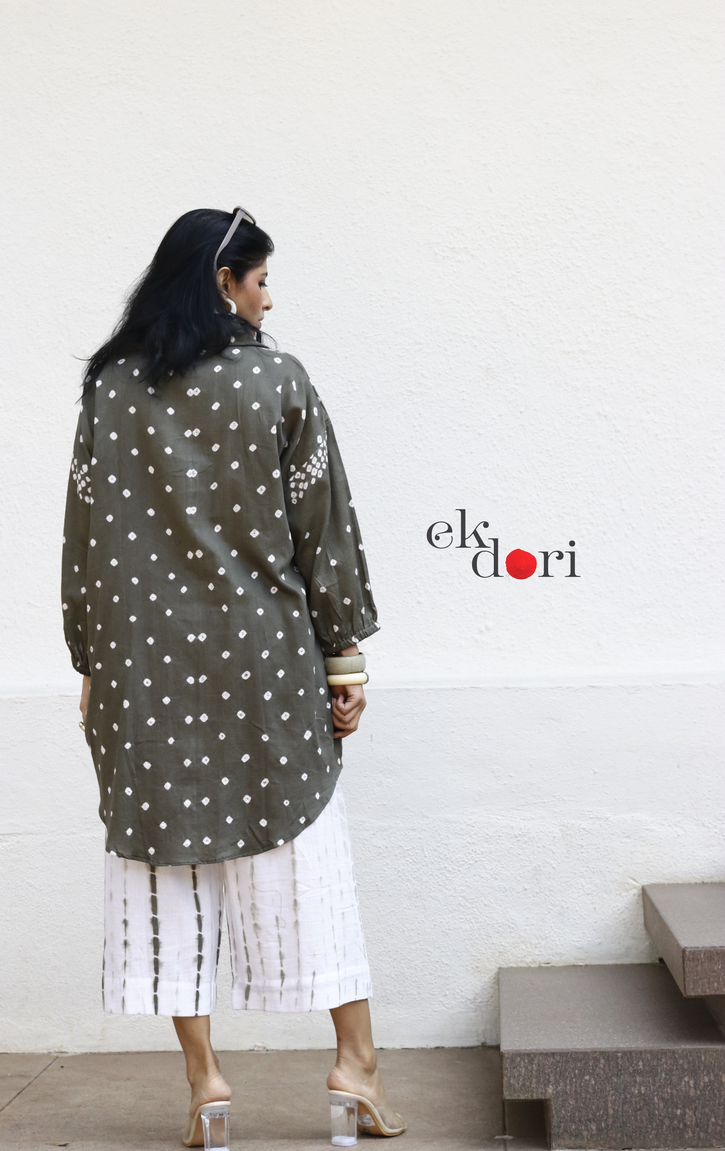 Bandhani Shibori 'Barsaat Bela' Cotton Co-ord Set : Buy Kurta Palazzo Cotton Co-ord Set Cotton Bandhani Set