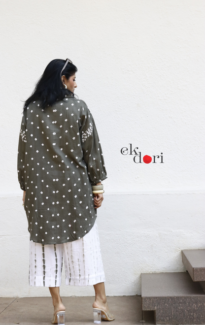 Bandhani Shibori 'Barsaat Bela' Cotton Co-ord Set : Buy Kurta Palazzo Cotton Co-ord Set Cotton Bandhani Set