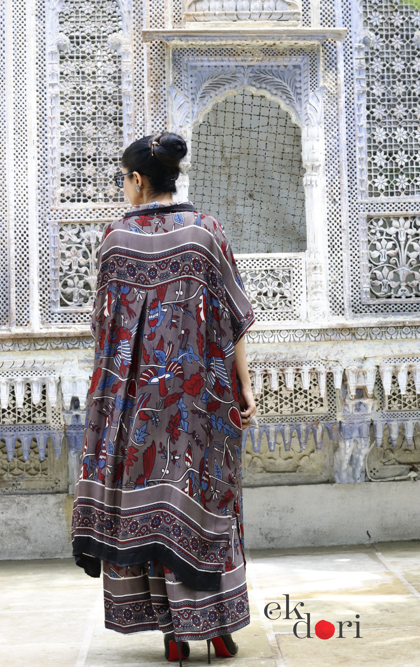 Kalamkari Print Modal Kaftan Kurta Palazzo Co-ord Set | 'Rann Utsav' | Ek Dori