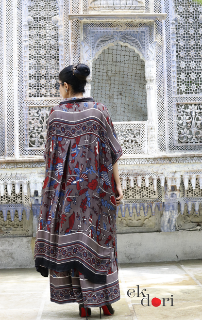 Kalamkari Print Modal Kaftan Kurta Palazzo Co-ord Set | 'Rann Utsav' | Ek Dori