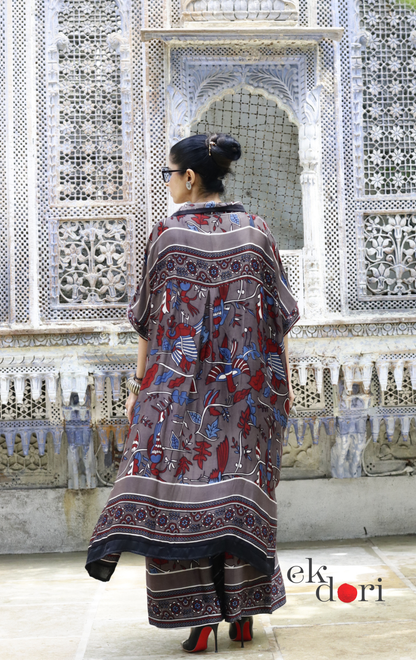 Kalamkari Print Modal Kaftan Kurta Palazzo Co-ord Set | 'Rann Utsav' | Ek Dori