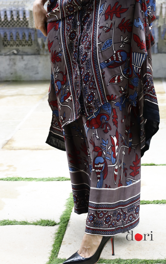 Kalamkari Print Modal Kaftan Kurta Palazzo Co-ord Set | 'Rann Utsav' | Ek Dori