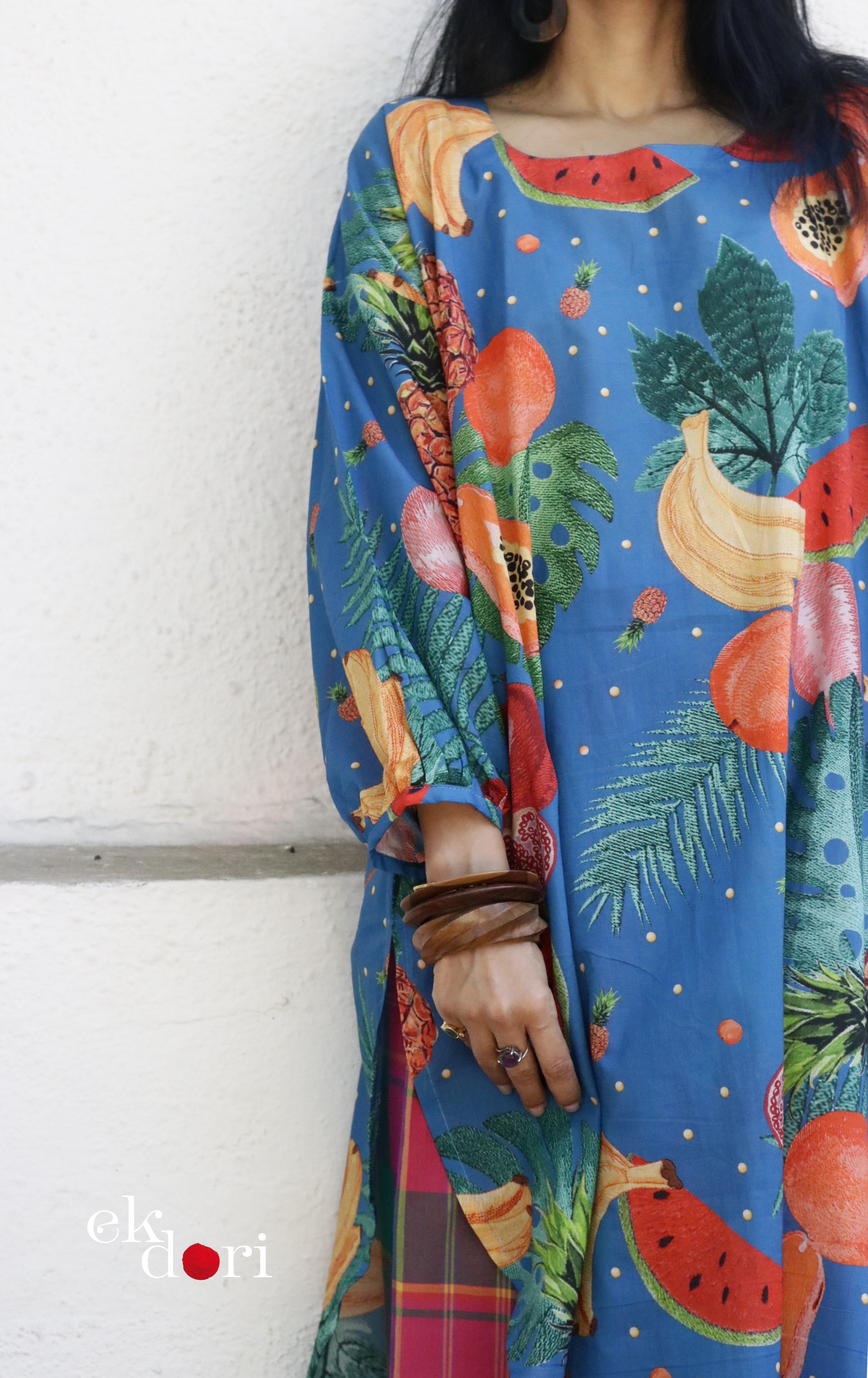 Cotton Kurta Co-Ord Set 'Fruit Punch' : Buy Palazzo Pant Kurta Cotton Co-ord Set In Bright Fun Print