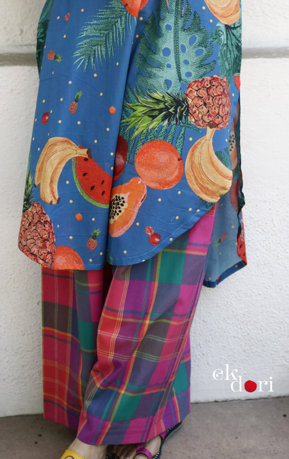 Cotton Kurta Co-Ord Set 'Fruit Punch' : Buy Palazzo Pant Kurta Cotton Co-ord Set In Bright Fun Print