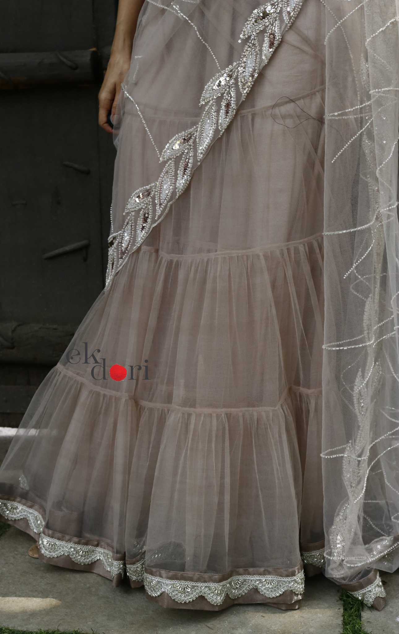 Statement Lehenga Saree ' Chameli' Net & Sequin Designer Saree : Buy Designer Wedding Saree