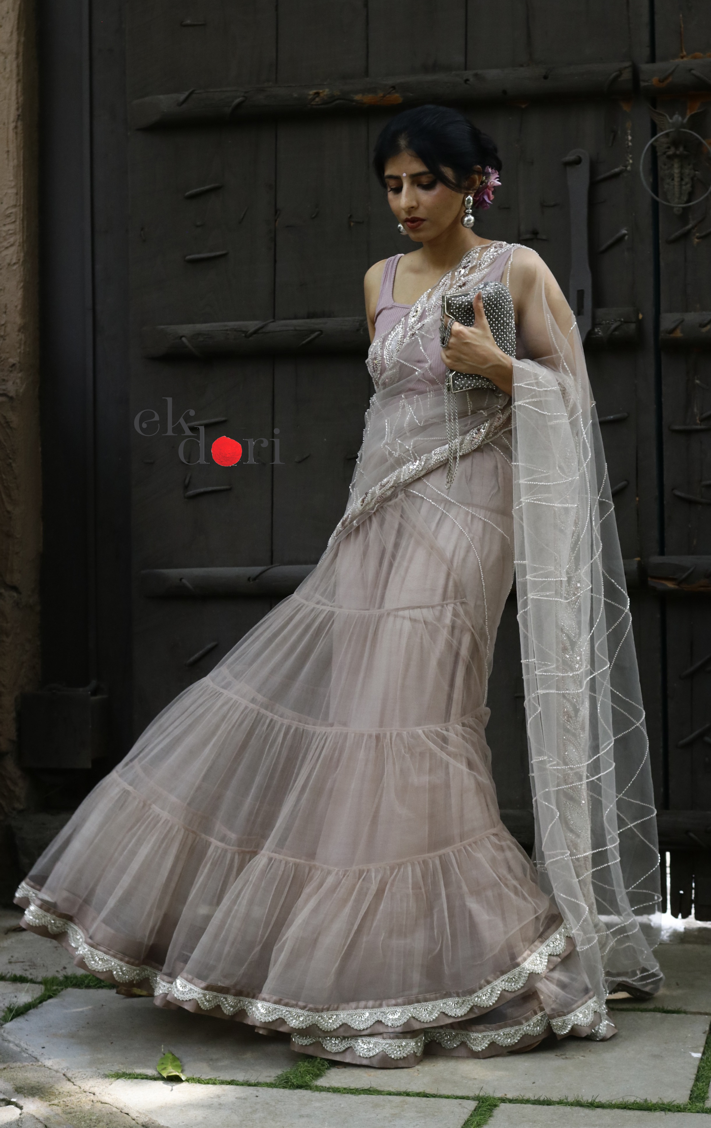 Statement Lehenga Saree ' Chameli' Net & Sequin Designer Saree : Buy Designer Wedding Saree